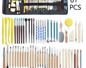 Kit de herramientas para esculpir arcilla (20-61 piezas/juego), herramientas para tallar arcilla de cera cerámica para arte, artesanía, cerámica, esculpir y modelar.