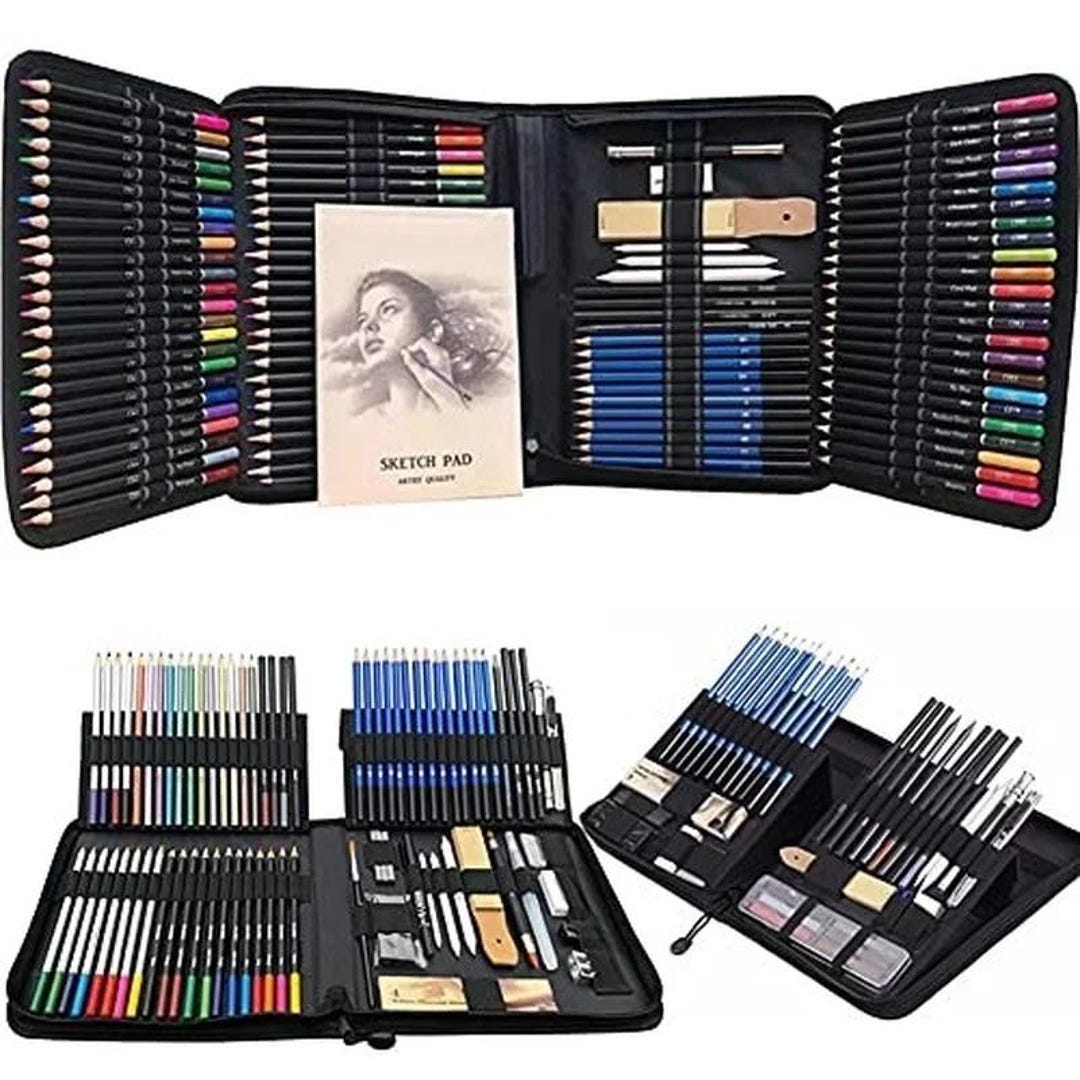 145 Pcs Professional Sketching & Drawing Set With Oily Colored Pencils ...