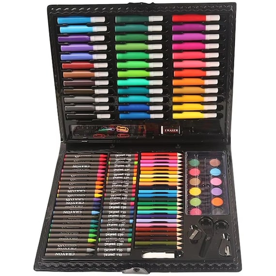 Children's Painting Stationery Set - 150 Art Tools, Oil Paint, Watercolor Pens & Crayons in Gift Box - Perfect for Creative Kids!