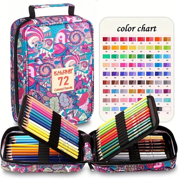 Premium Colored Pencils for Coloring Book,Set of 72 Colors,Zipper Pencil Slot Case,with Sharpener,Soft Core,7 Metallic Color,Ide