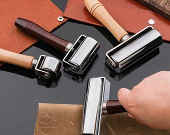 Leather Edge Roller Tool – Wooden Handle Press Creaser for Crafting, Laminating, Burnishing – 26mm/60mm/100mm Sizes