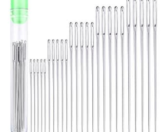 25-delige set naalden met grote ogen – stalen stiksels, leerambachten, garenbreien en handgemaakte naaigereedschapset
