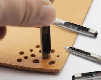 6-delige leren perforatorset – stalen ronde perforators voor horlogebanden, riemen, papier, knutselen – scherpe en duurzame messen
