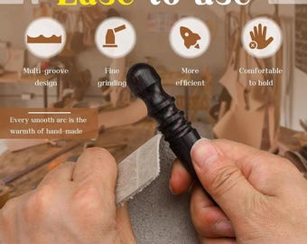 Leather Edge Burnisher – Ebony Wood Round Head Slicker Tool for Smooth Burnishing & Polishing Leather Edges