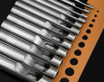 6Pcs Leather Hole Punch Tool Set - Round Hollow Punches for Sewing, Leathercraft, Clothing, and DIY Accessories Since craft