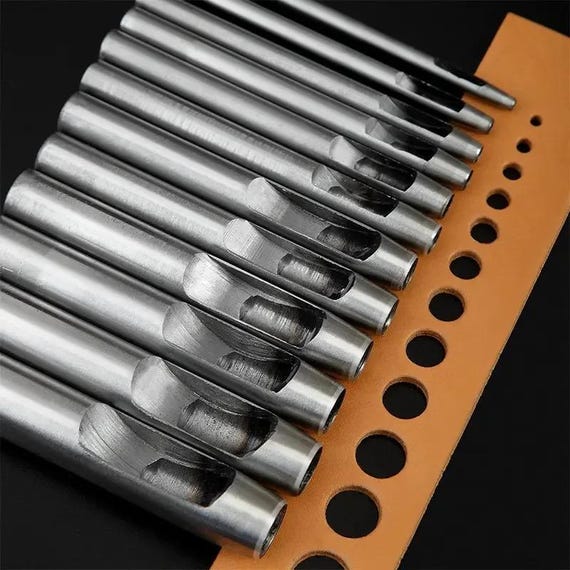 6Pcs Leather Hole Punch Tool Set - Round Hollow Punches for Sewing, Leathercraft, Clothing, and DIY Accessories Since craft