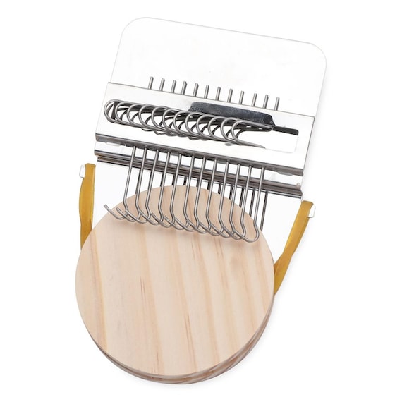 Small Wooden Loom Speedweve Type Weave DIY Textile Tool Darning Machine Fun Mending Tool Makes Stitching Mending Jeans Clothes, 14 hooks