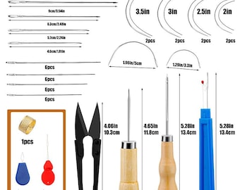 54pcs Leather Sewing Kit Upholstery Repair Kit with Sewing Awl Scissors Tool Kit for Beginners Professionals Leather Craft DIY
