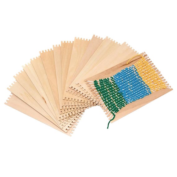LOOM Beginners Wooden Loom, Set of 12, for Kids, Arts & Crafts, Weaving, Craft Activity, Motor Skills, Critical Thinking, Basket, Jewelry,