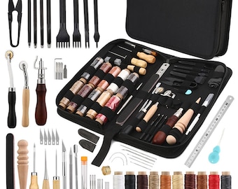 Leather Sewing Kit | with Awl Hand Sewing | Stitching Needles | Thread Leather Craft | Tool Kit for Shoes | Sofa Tent Carpet |