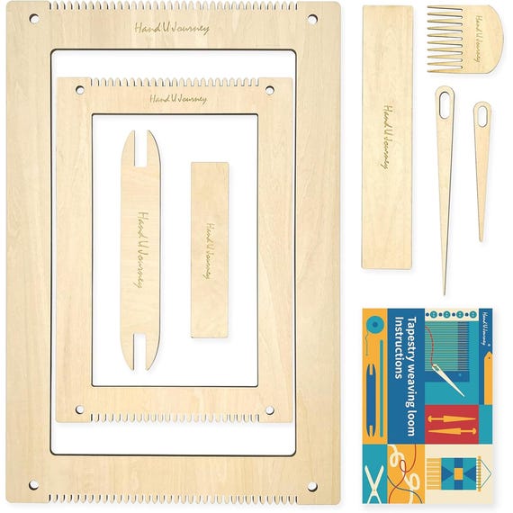 Hand U Journey Rectangle Weaving Loom Kit - 2 Sets with Needles, Perfect for Beginners & Enthusiasts, Large Sizes 11"x16.5" 7.8"x11.7