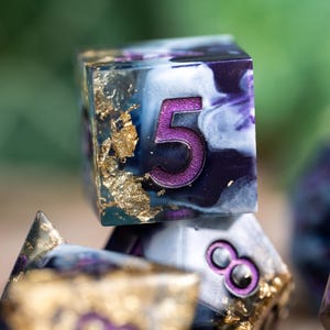 Dnd dice / Sharp Edge Dice set for DnD / Stormlight Ridge / Polyhedral dice set / Dnd Gifts / Dnd Resin Dice Set / Blue Dice / Purple Dice