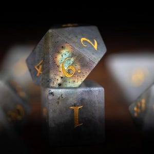 gray and white dnd dice