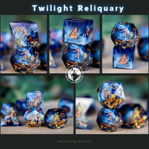 Dnd dice / Sharp Edge Dice set for DnD / Stormlight Ridge / Polyhedral dice set / Dnd Gifts / Dnd Resin Dice Set / Blue Dice / Purple Dice Twilight Reliquary