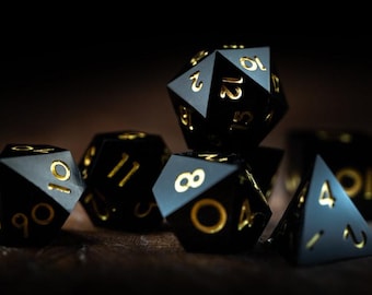 Black Sharp Edge Dice Set for DnD | Polyhedral Dark Dice Set | Resin Shadow Strike Dice for Tabletop RPGs and DnD Gifts