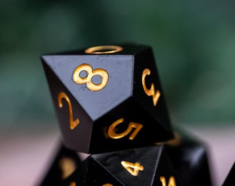 Dnd dice / Sharp Edge Dice set for DnD / Darkforge Peak / Polyhedral dice set / Dnd Gifts / Dnd Resin Dice Set / Black Dice