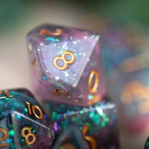 Dnd Dice / DnD Resin dice Set / Glitter dnd Dice set / Twilight Grove / Polyhedral dice set / blue dice