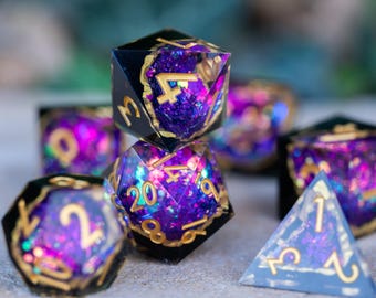 Dnd dice / Sharp Edge Dice set for DnD / Polyhedral dice set / Dnd Gifts / Dnd Resin Dice Set / Starwoven Relic / Pink Dice