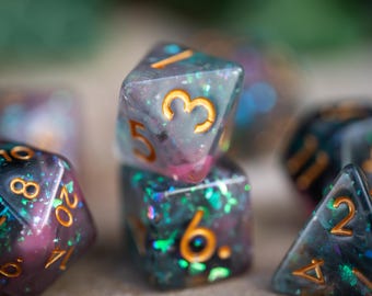 Dnd Dice / DnD Resin dice Set / Glitter dnd Dice set / Twilight Grove / Polyhedral dice set / blue dice