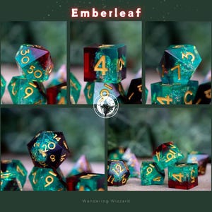 Dnd dice / Sharp Edge Dice set for DnD / Polyhedral dice set / Dnd Gifts / Shattered Starlight Emberleaf