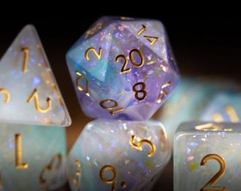Space Dice Set for DnD | Glitter Polyhedral Dice | Galaxy-Themed Celestial Stardrift Dice for Tabletop RPGs