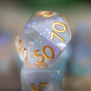 Dnd Dice / DnD Resin dice Set / Glitter dnd Dice set / Moonlit Breeze / Polyhedral dice set / blue dice