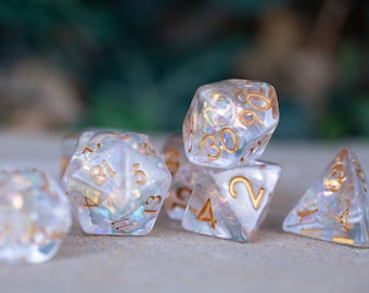 Dnd dice / Sharp Edge Dice set for DnD / Polyhedral dice set / Dnd Gifts / Dnd Resin Dice Set / Celestial Mirage / Pearl Dice