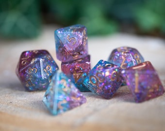 Dnd Dice / DnD Resin dice Set / Glitter dnd Dice set / Mystic Horizon / Polyhedral dice set / blue dice