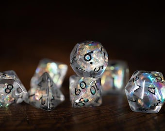 Space Dice Set for DnD | Glitter Polyhedral Dice | Resin Frostforge Dice for Tabletop RPGs