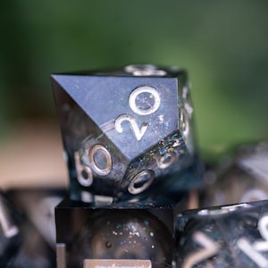 Liquid Core Dice for dnd / Sharp Edge Dice / Glitter dnd Dice set / Midnight Cascade / Black Dice