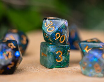 Dnd Dice / Polyhedral Dice / Glitter dnd Dice set / Dnd Gifts / Phantom Ember
