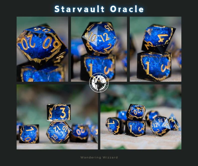 Dnd dice / Sharp Edge Dice set for DnD / Stormlight Ridge / Polyhedral dice set / Dnd Gifts / Dnd Resin Dice Set / Blue Dice / Purple Dice Starvault Oracle