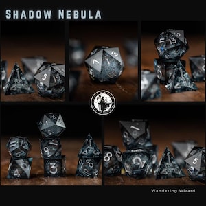 Liquid Core Dice for dnd / Sharp Edge Dice / Glitter dnd Dice set / Black Dice / Cursed Obsidian Shadow Nebula