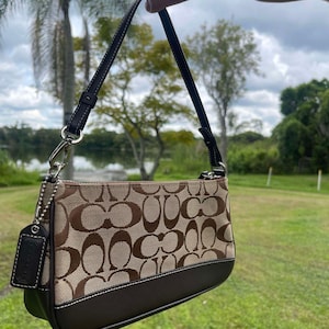 Vintage Coach Y2k Brown Demi Shoulder Bag Wristlet Signature