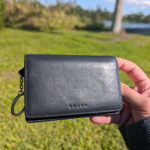 vintage Coach Bedford Portefeuille classique en cuir noir à deux volets multifonctions Y2K