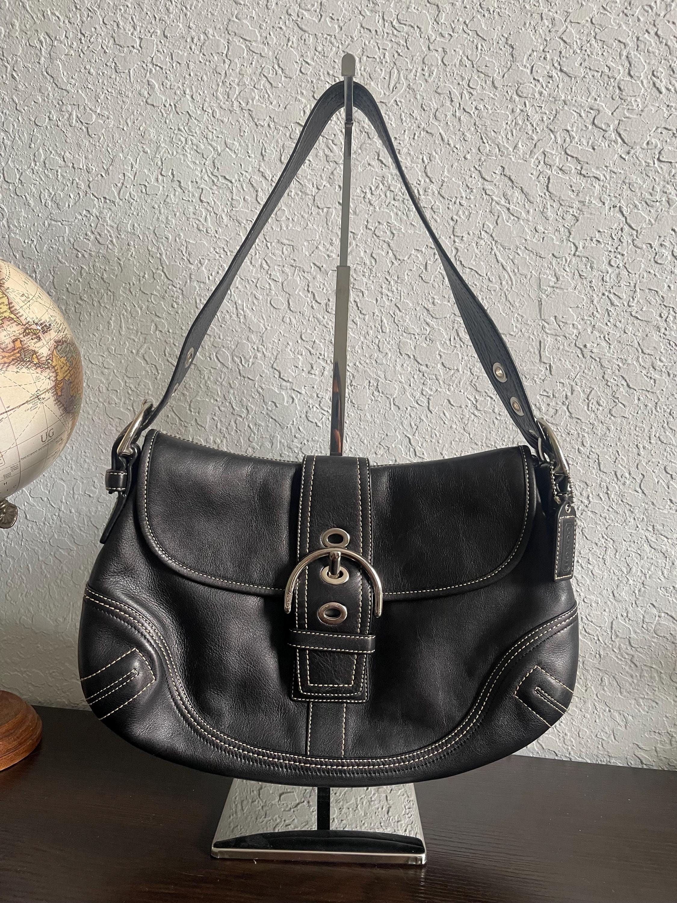 バッグ Vintage coach bag all leather soho black s-l400.jpg