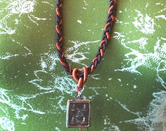 Chinese nylon cord necklace with square Buddha pendant