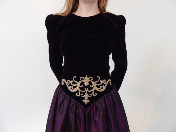 Vintage Kevan Hall Couture cocktail dress. Velvet… - image 7