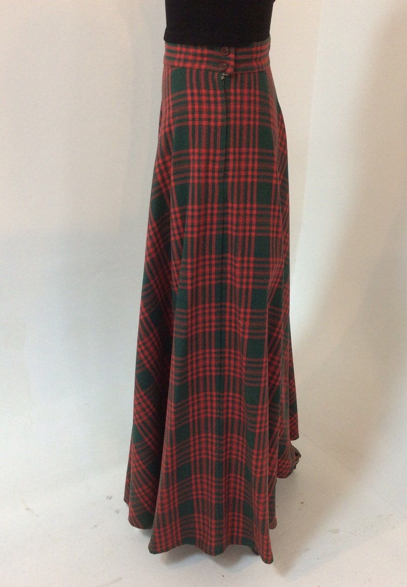 Vintage 1970s Green and Red Plaid Wool Maxi Skirt. Size 6 - Etsy