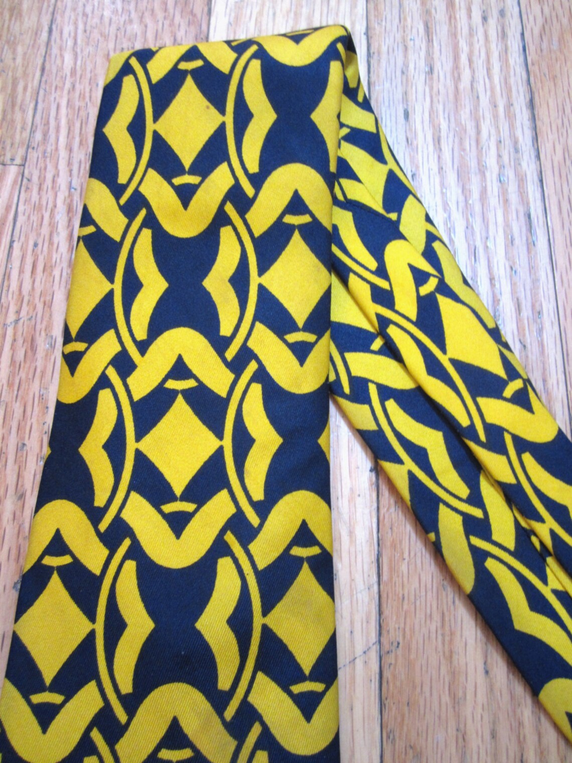 LANVIN Vintage Silk Mens Tie. Navy and Yellow Pattern. | Etsy