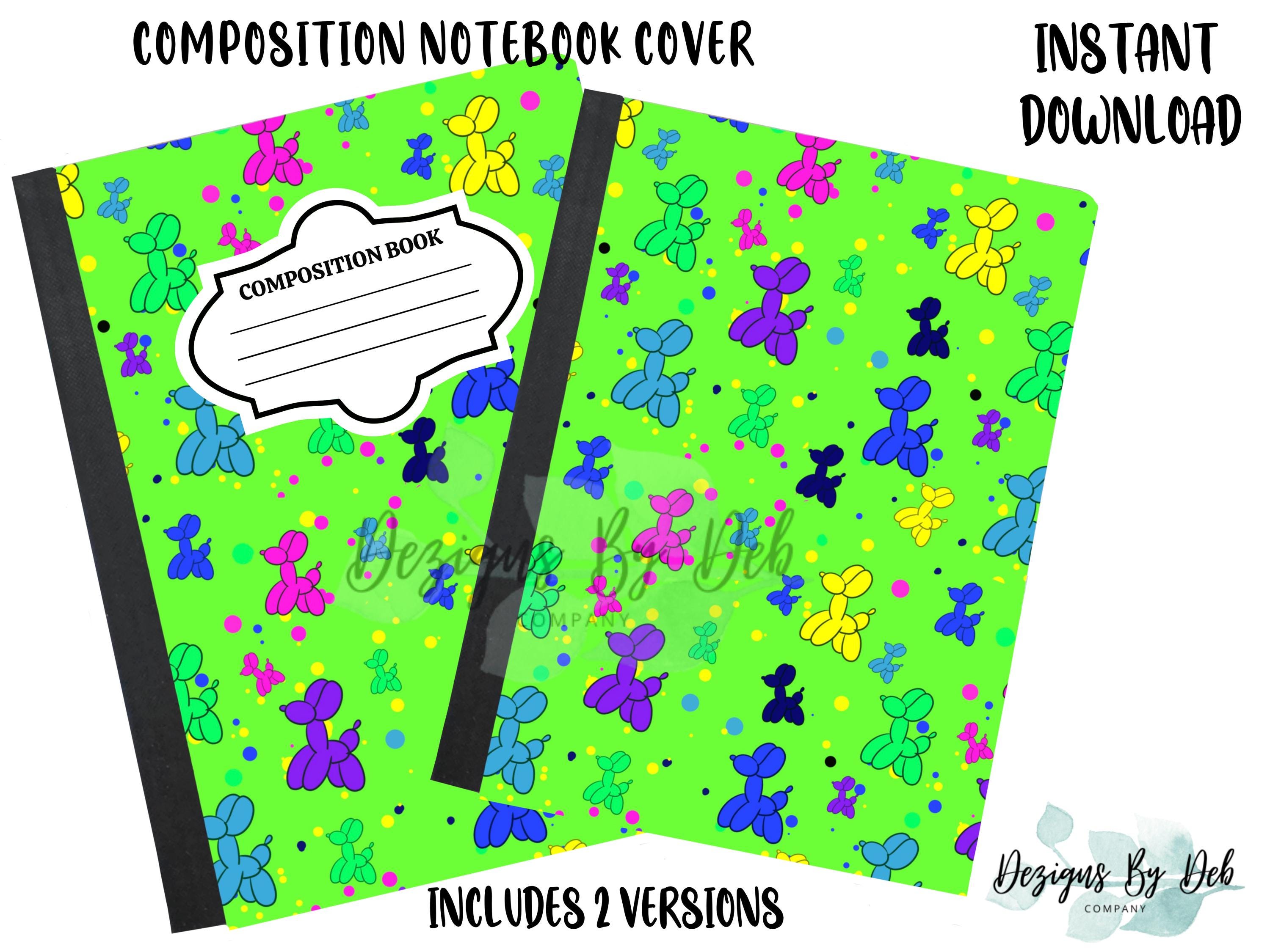 Printable Composition Notebook Cover PNG Trendy Balloon Dog Personal ...