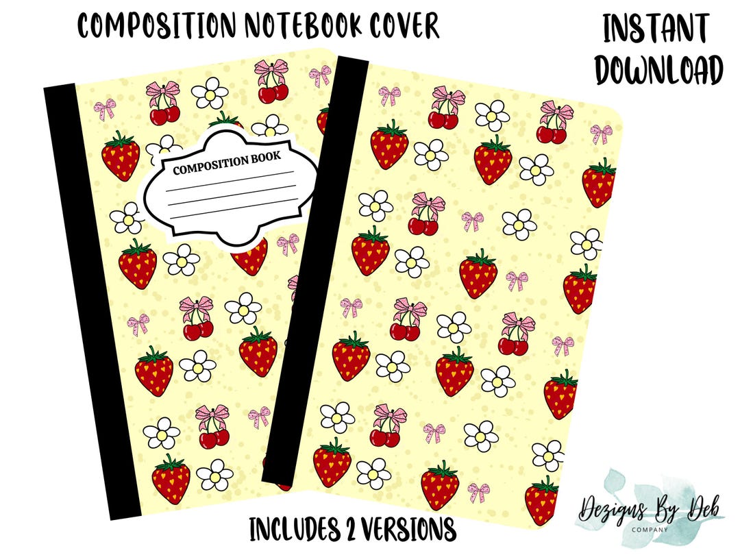 Printable Composition Notebook Cover PNG Trendy Coquette Bow Personal ...