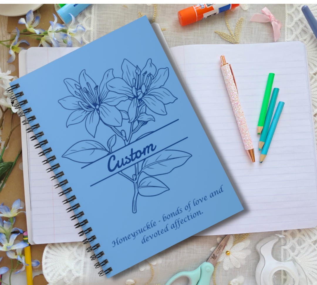 Birth Note Book Custom Birth Flower Notebook Personalized Name Journal Floral Birthday ...