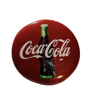 Coca-Cola Round Metal Tacker-Type Sign 15&quot; Vintage Reproduction 1990