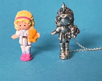 Sterling Silver Pajama Party Polly Pocket with Teddy Bear Necklace