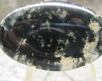 Green moss agate freeform cabochon