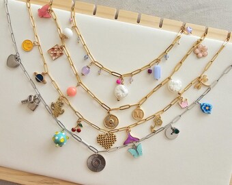 Make your custom charm necklace, Personalized necklace, Customized pendant, Multi charm necklace, Pick your chain & charms, Gifts
