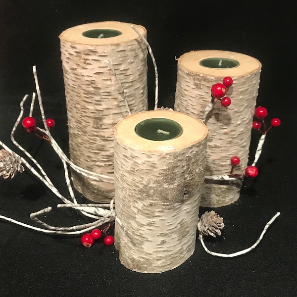 Birch Bark Candle Etsy