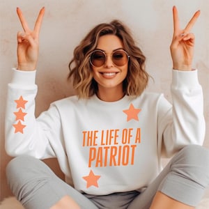 Life of a Patriot Sweatshirt, Comfort Colors Style Hoodie, Game Day Spirit Sweater, Vintage Varsity Graphic Top, School Team Pride Shirt