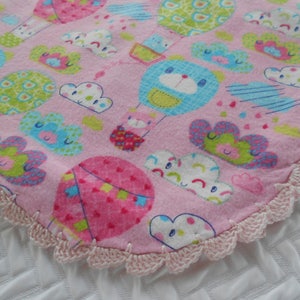 Flannel Pink Baby Blanket, Hot Air Balloons Baby Receiving Blanket Baby Shower Gift image 1